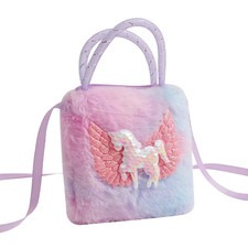 Cute Cartoon Mini Unicorn Handbag w Zipper Ovely Wing Horse Kids Small Bag Gift