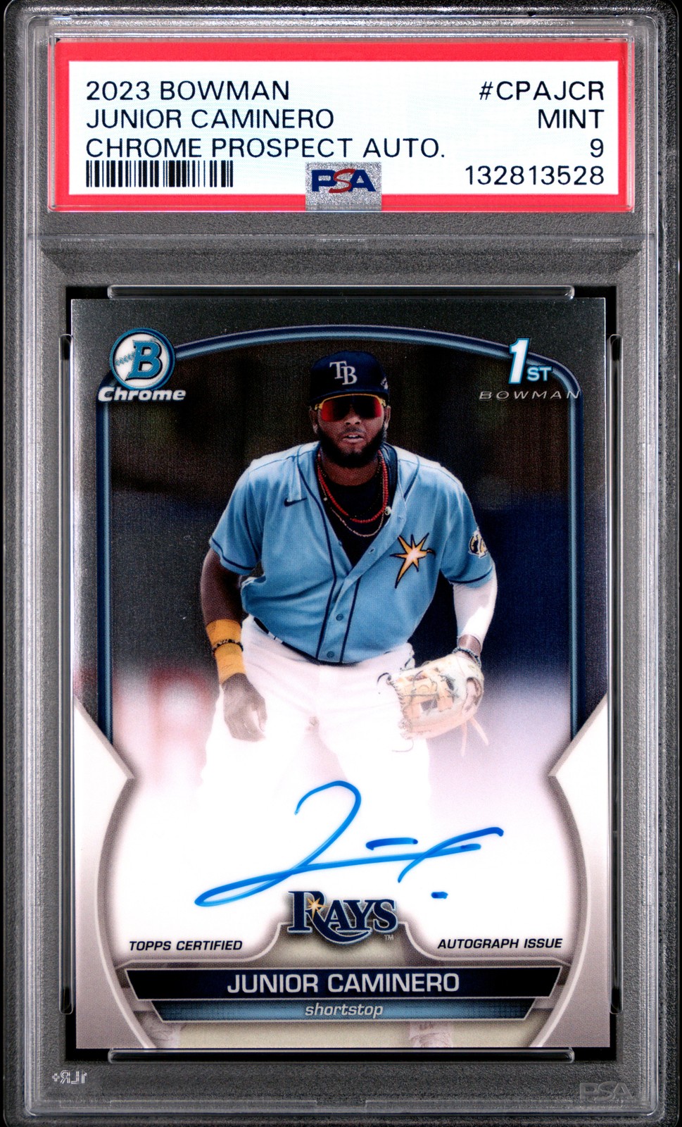 2023 BOWMAN CHROME PRSPCT AUTOS #CPAJCR JUNIOR CAMINERO PSA 9 AUTO