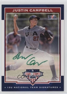 2017 Panini USA Baseball Stars & Stripes Green Ink /5 Justin Campbell Auto 0i76