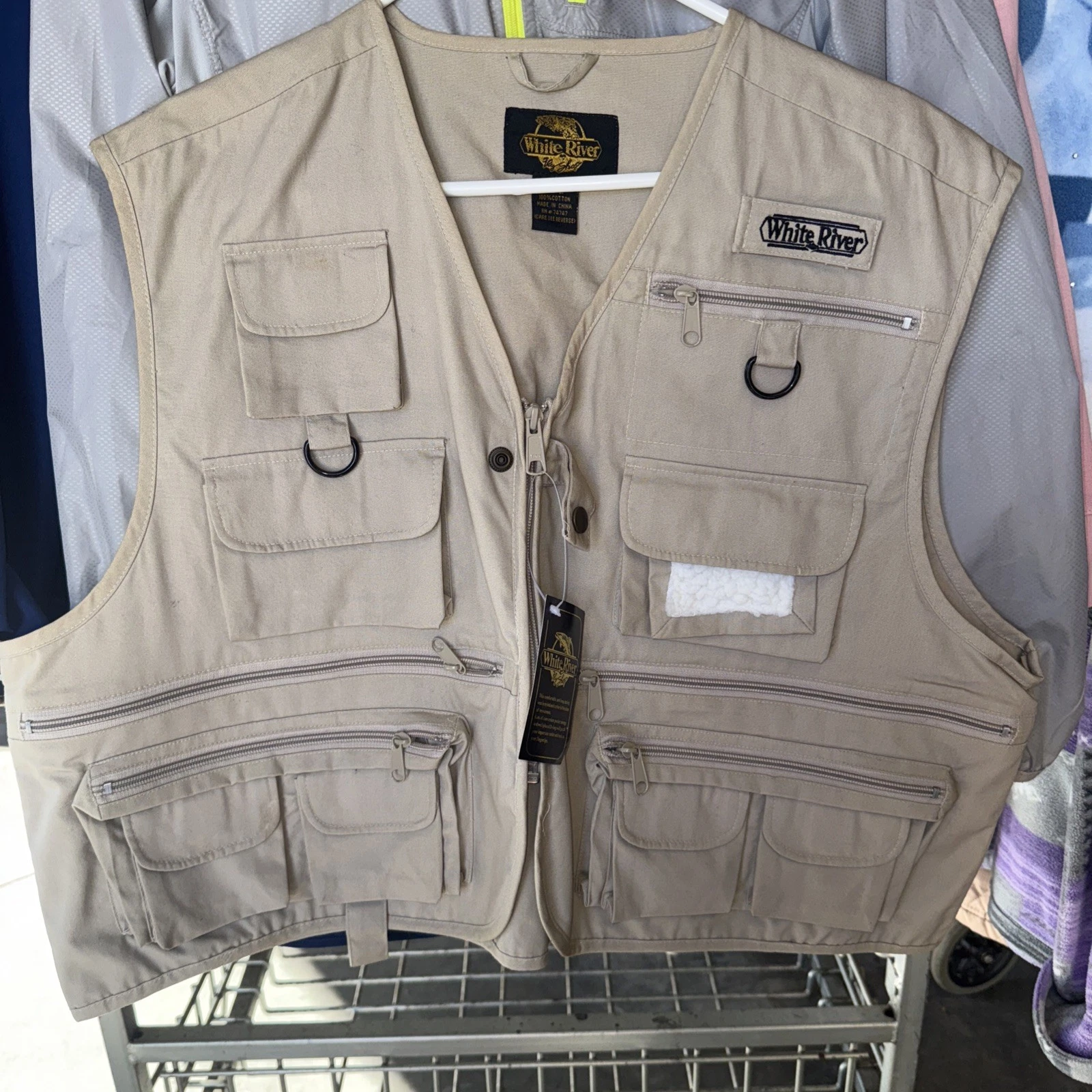 NWT New White River Fly Shop Fishing Zip Up Vest Hobbs Creek Khaki Tan Mens 2XL