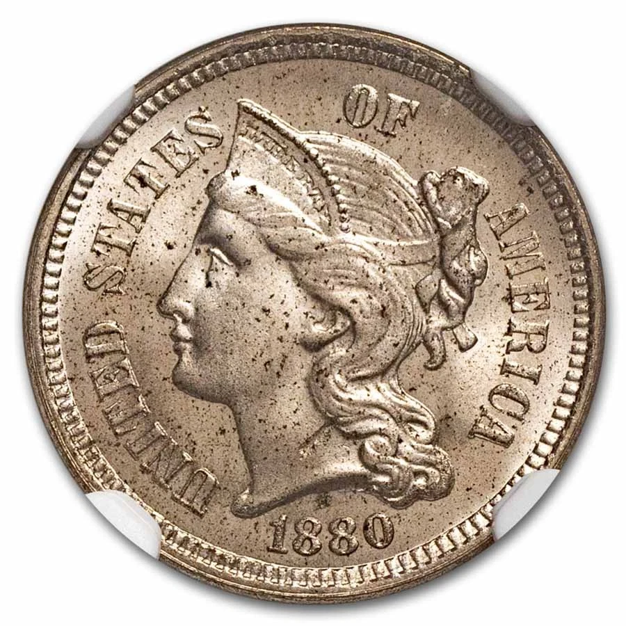 1880 Three Cent Nickel PF-63 NGC (Strike Through Obv) - Image 2 of 3