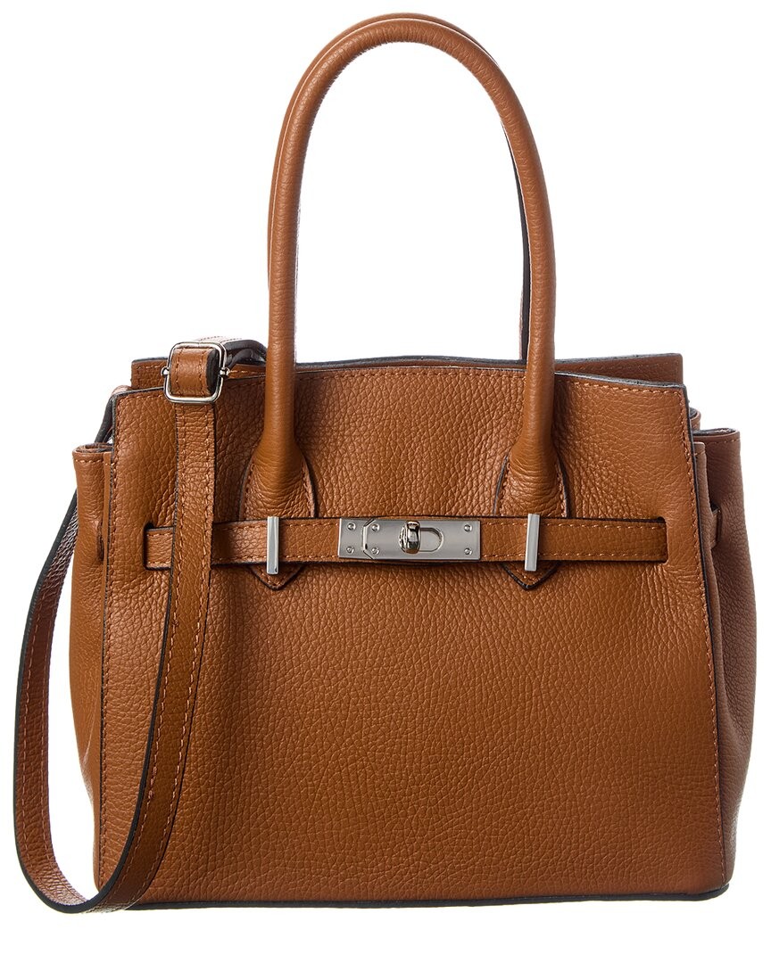 Italian Leather Top Handle Bag Womens Brown 21190₽