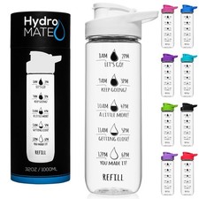 NatureWorks HydroMATE 32oz Motivational Water Bottle White