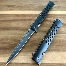 9 Tactical Black EDC Knife Spring Assisted Open Blade Folding Pocket Knife
