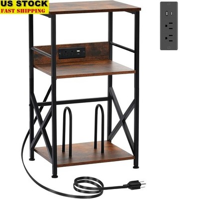 3 Tier Record Player Stand W/ Charging Station Vinyl Storage & Display Unit New