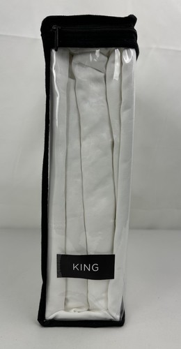 Vera Wang White King Sheet Set Satin Weave Cotton Simple Dot Embroidery on Edge - Picture 3 of 9