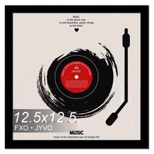 Fxojyvo Vinyl Record Frame for the Wall Display Album Cover, Black 12.5 x 12....