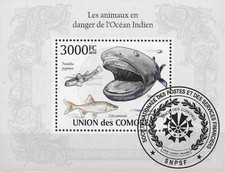 Timbre Poissons Comores BF249 o - 85079FU - cote : 22 €