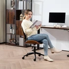 HOMCOM Office Chair No Arms with Wheels, 360 Swivel Desk Chair, Black