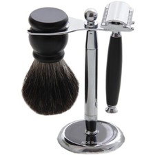 DE Safety Razor Set Badger Shaving Brush Holder Beard Kits Stand Grooming Tools