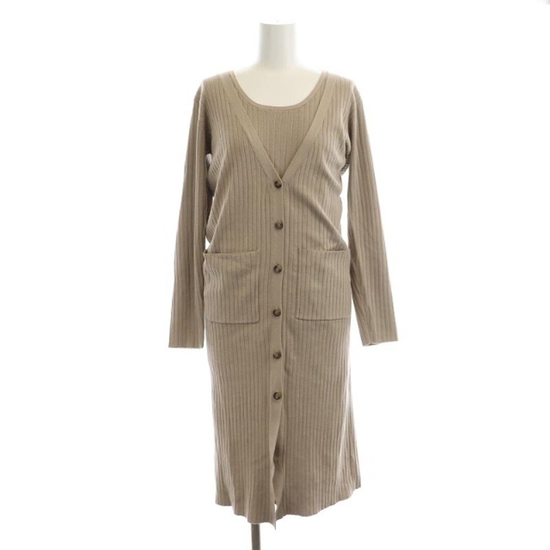 STYLE DELI Long Cardigan x Dress Ribbed Setup 01 Brown Used STYLE DELI Long Cardigan x Dress Ribbed Setup 01 Brown Used