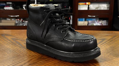 White Diamond Men's Classic Moc Toe Boot Black Leather Size 6