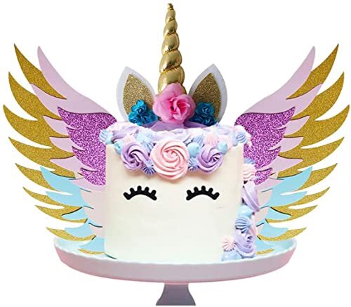 CAM2 Decorazione per torte, set di topper con ali, con ali scintillanti, (E1Z)