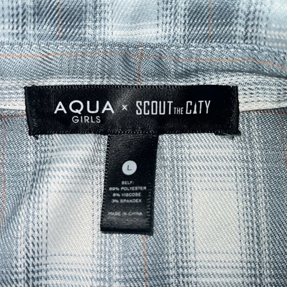 AQUA x Scout город рубашка платье большой девочек большой клетку пастель синий Western осени - Изображение 2 из 4
