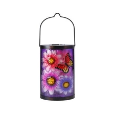 Afirst Hanging Solar Lantern Outdoor Butterfly Glass Lights Waterpr... Fast Ship