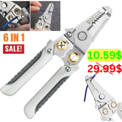6 in 1 Multifunction Wire Stripper Electric Cable Stripping Cutter Stripper Tool