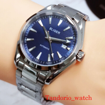 Automatic Japan24Jewels NH35A Movement Men Watch Blue Dial Date Sapphire Crystal