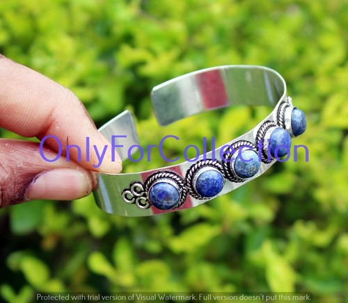 Buy!! Lapis Lazuli Gemstone Cuff Bangle 925 Sterling Silver Plated Lot 10pcs - Picture 2 of 7