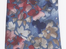 Don Loper Beverly Hills Mens Neck Tie Suit Blue Red Floral 100% Silk Made in USA