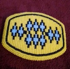 Vtg.1960's Native American Handcrafted Seed Bead Deerhide Belt Buckle 1 Owner .