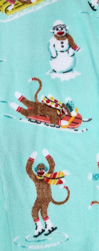 Nick Nora Schlafanzug Damen kleine Socke Affe Einteiler Fleece bequem kuschelig Winter - Bild 5 von 14