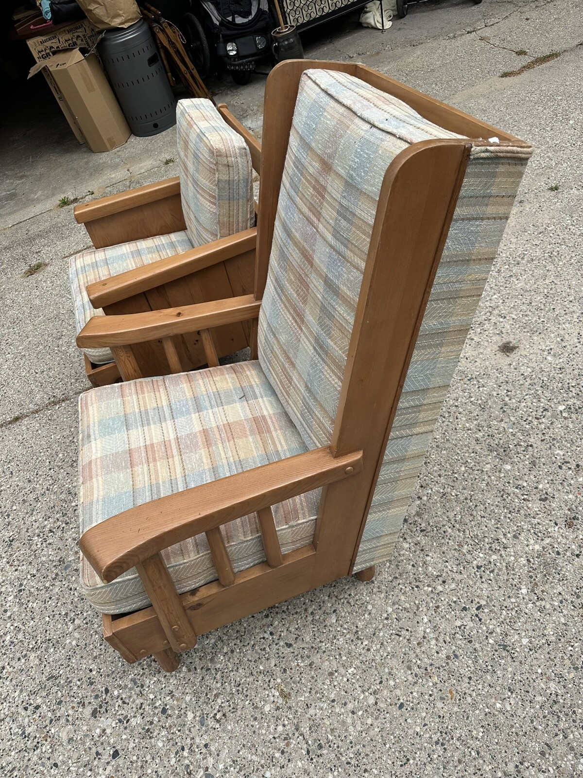 Vintage Habitant Knotty Pine Him & Hers Cabin Cottage Chairs Bay City