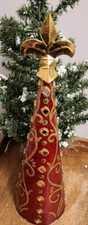 PIER I IMPORTS Red Capiz CHRISTMAS CONE Tabletop Tree or Topper NEW 14"x4¼"