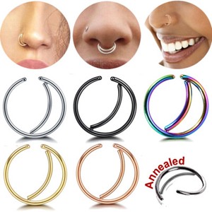 Twisted Chirurgical En Acier Inoxydable Nez Hoop Ring 16 Gauge 16 g diamètre 6 mm