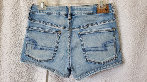 American Eagle Super Super Stretch Womens Size 8 Hi Rise Shortie Jean Shorts - Picture 5 of 10