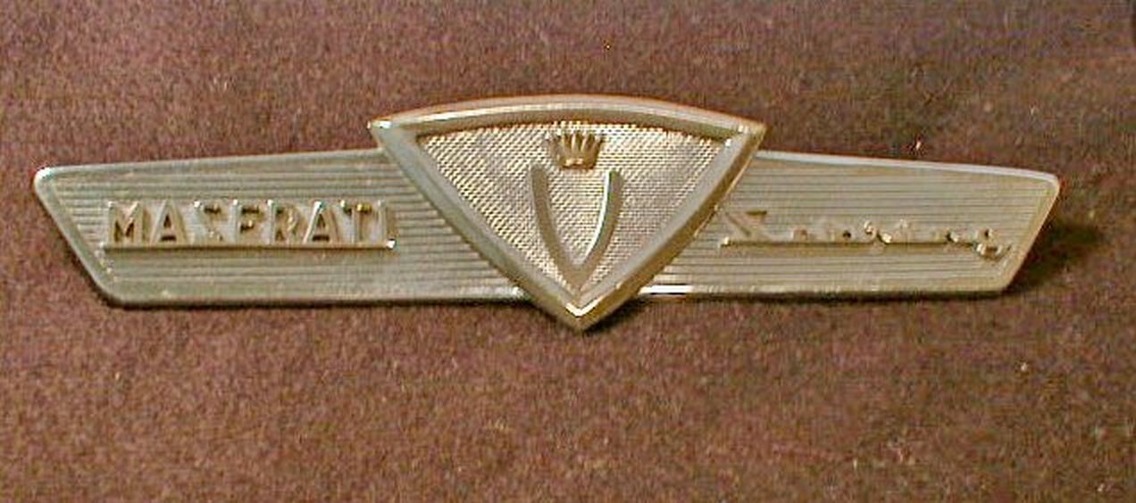 Maserati Sebring I script radio block out plate emblems- NEW!