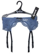 GOSSARD Superboost Lace Suspender Belt Small UK 10 Moonlight Blue BNWT