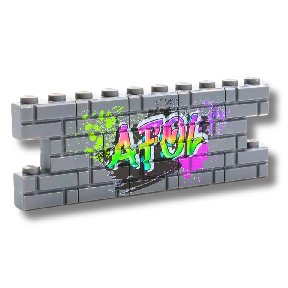 "AFOL" Graffiti Wand, LEGO® 98283 1x2 Mauerwerk-Steine, individuell bedruckt