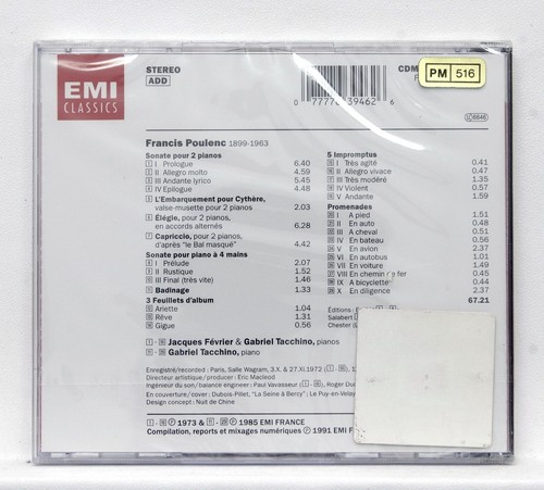 TACCHINO, FEVRIER ⸺ POULENC Sonata for 2 pianos ⸺ EMI CD STILL SEALED - Foto 2 di 2