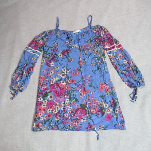 WAYF Dress Womens Size Small Blue Floral Cold Shoulder Hipster Boho Cottagecore