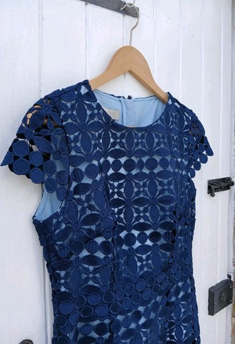 HOBBS WOMENS MABELLE MIDNIGHT BLUE LACE SHIFT DRESS - UK 10 - NEW - RRP: £189 - Picture 13 of 21