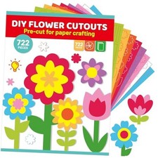 722 Shapes DIY Flower Cutouts Creative Paper Flowers Art Pack Punch Out