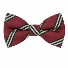 Brooks Brothers Mens Burgundy Striped Silk Bow Tie Woven in England