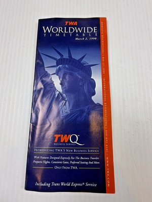 TWA Trans World Airlines Worldwide Timetable from 1998 TWQ