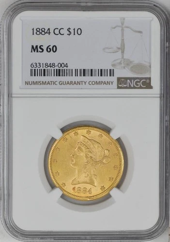 1884-CC $10 Gold Liberty MS60 NGC 946390-5