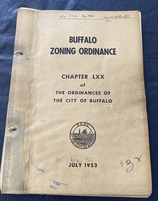 Rare Vintage Original 1953 Buffalo New York Buffalo Zoning Ordinance Manual