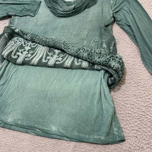 Weiche Umrandung Top Gr. PL grün Seide verziert Tunika Fee Grunge ätherisch - Bild 7 von 17