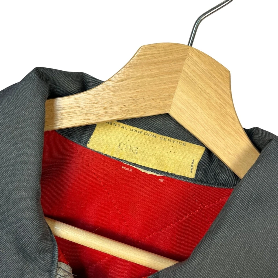 Chaqueta de Trabajo COG Años 80 De Colección Para Hombres L Gris Rojo Forrada Garra Cremallera Ropa de Trabajo Hecha en EE. UU. Foto 2 de 4