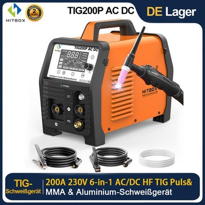 HITBOX Aluminium AC/DC 200A Digital 230V 6 IN 1 MMA WIG Spot Pulse Schweißgerät