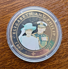 2007 Cook Islands $1 Elizabeth & Philip 60th Anniversary Colour Coin Collectable