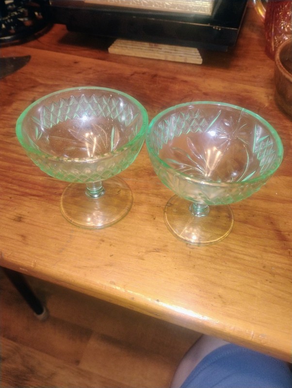 Pair Of Uranium Sherbet Glasses