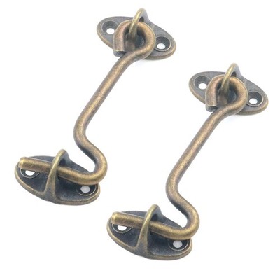T Tulead 2PCS Barn Door Latch Hooks Brass Door Hook and Eye Latch Gate Door H...