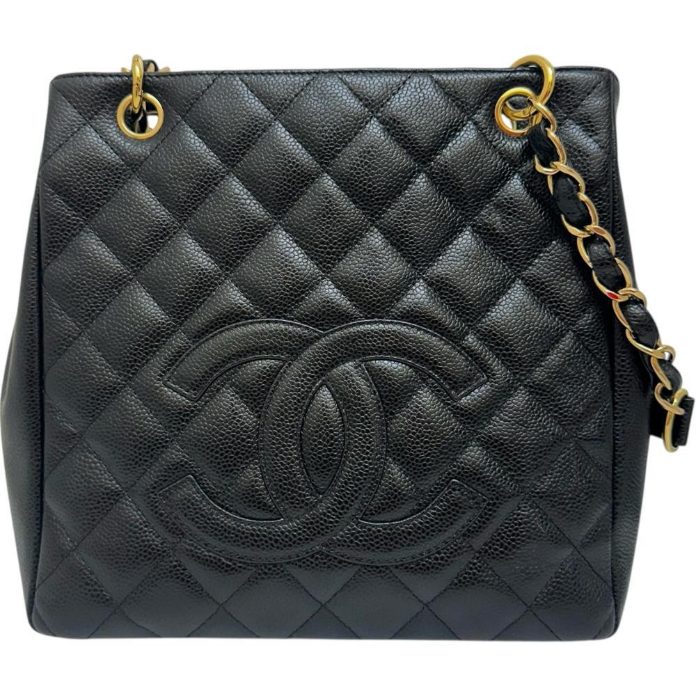 CHANEL PST Tote No 8 2004 Black Caviar Leather Gold Hardware