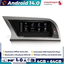 Qualcomm 64GB DAB+Android 14 Autoradio GPS Für Audi A4/S4/RS4 CarPlay Navi Wifi