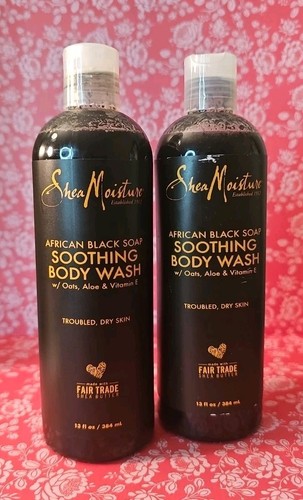 Shea Moisture African Black Soap, Body Wash Soothing 13 fl oz. - 2 bottles