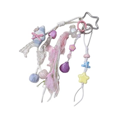 Lovely Star Beaded Charm With Soft Tassels Macaron Color Bag Accessory